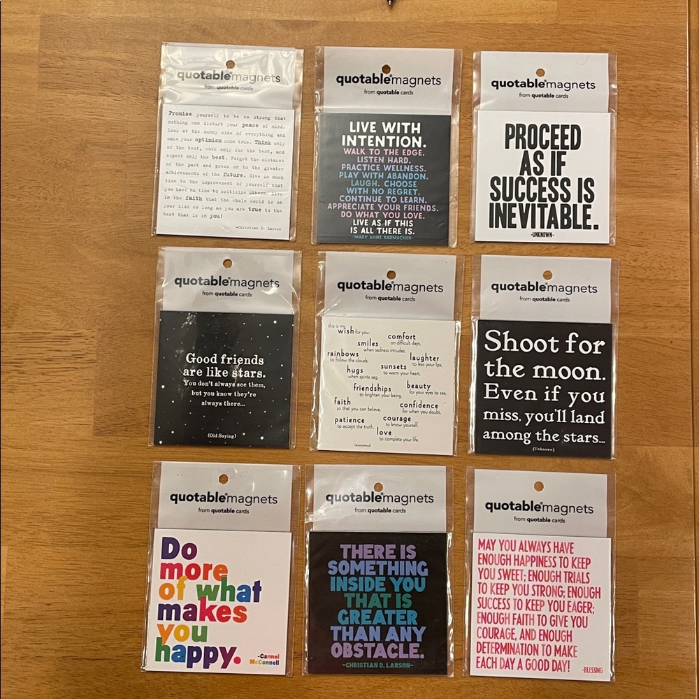New Inspirational Quotes Magnets - Set of 9 Motivational Gifts 3.5”x3.5”